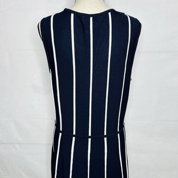Calvin Klein Sweater Dress Size M Sleeveless Long Navy Blue Striped - Picture 9 of 10